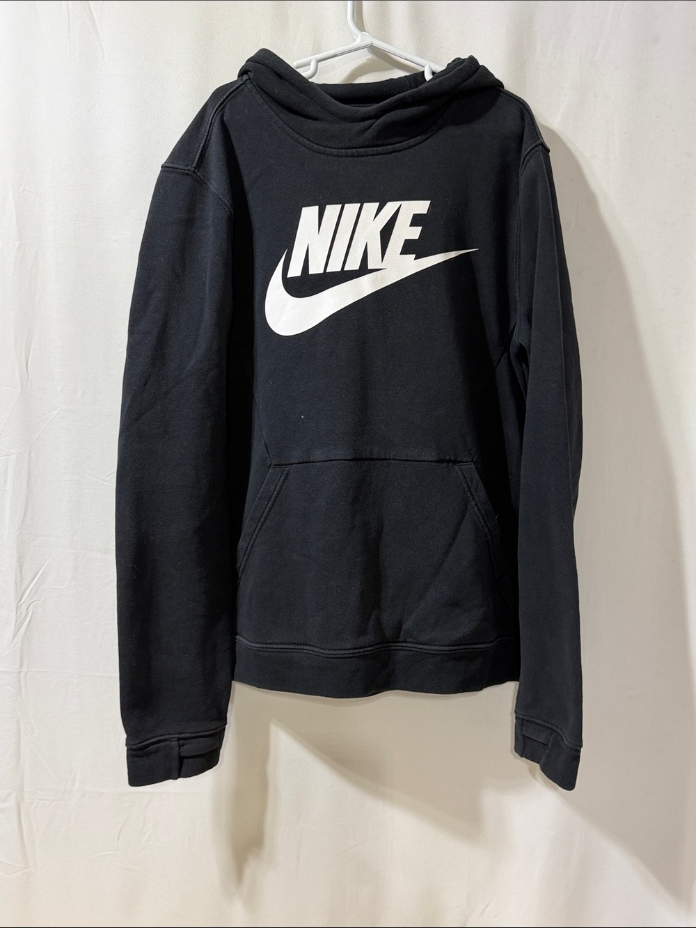 Nike Black Crewneck Hoodie with White Swoosh Logo